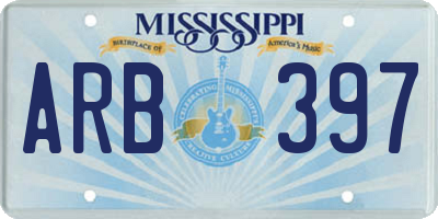 MS license plate ARB397