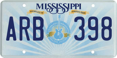 MS license plate ARB398