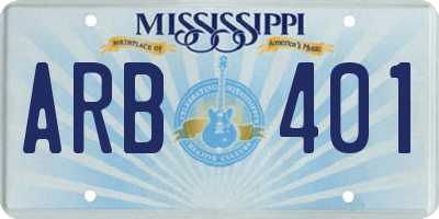 MS license plate ARB401