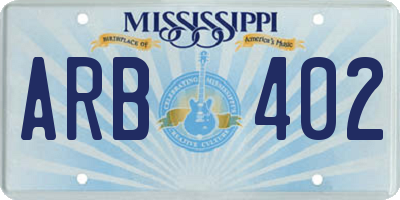 MS license plate ARB402