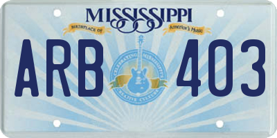 MS license plate ARB403