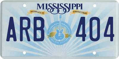 MS license plate ARB404