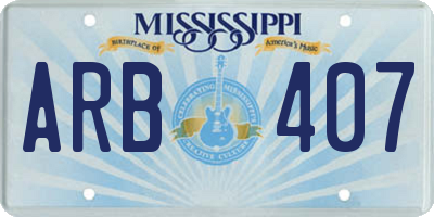 MS license plate ARB407