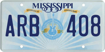 MS license plate ARB408