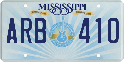 MS license plate ARB410