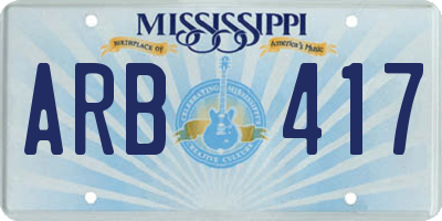 MS license plate ARB417
