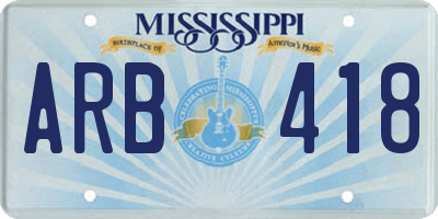 MS license plate ARB418