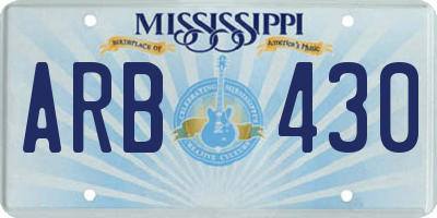 MS license plate ARB430