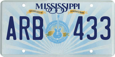 MS license plate ARB433