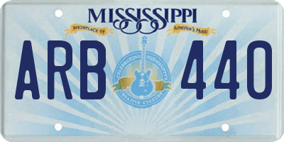 MS license plate ARB440