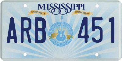 MS license plate ARB451
