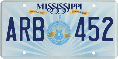 MS license plate ARB452