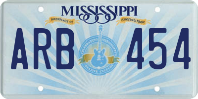 MS license plate ARB454
