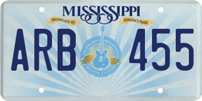 MS license plate ARB455