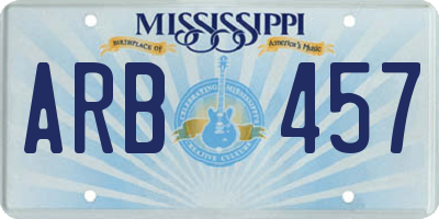 MS license plate ARB457