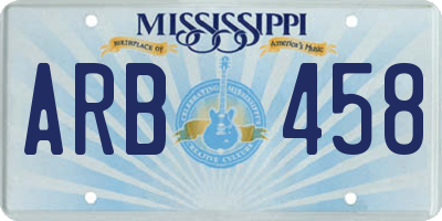 MS license plate ARB458