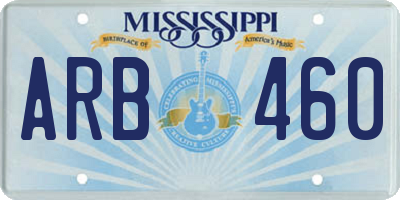 MS license plate ARB460