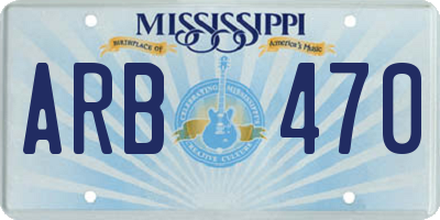 MS license plate ARB470