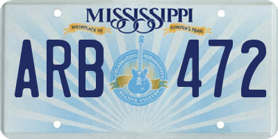 MS license plate ARB472