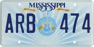 MS license plate ARB474