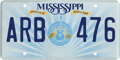 MS license plate ARB476