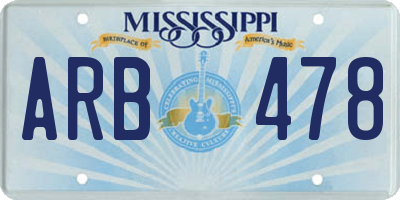 MS license plate ARB478