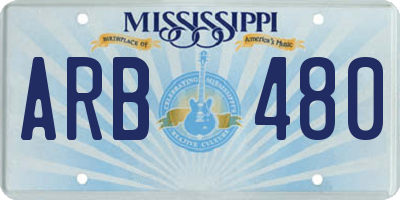 MS license plate ARB480