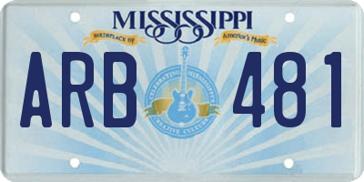 MS license plate ARB481