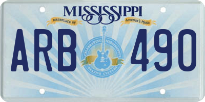 MS license plate ARB490