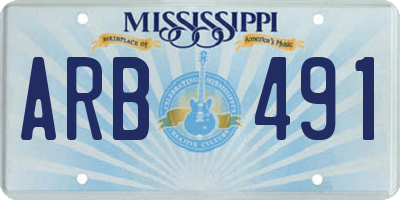 MS license plate ARB491