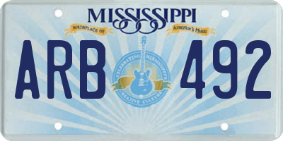 MS license plate ARB492