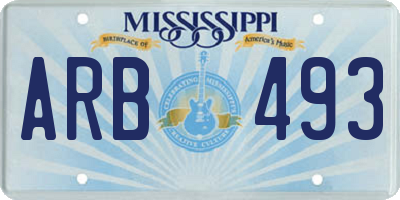 MS license plate ARB493