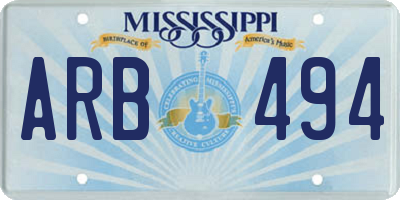 MS license plate ARB494