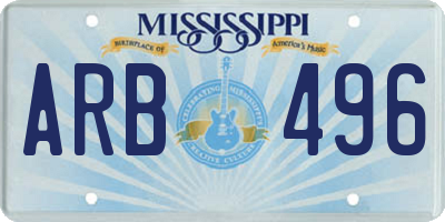 MS license plate ARB496