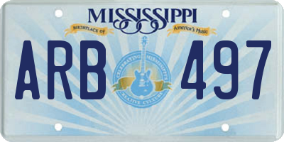 MS license plate ARB497
