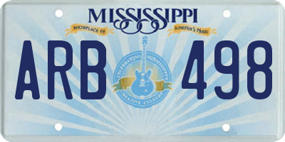 MS license plate ARB498