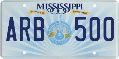 MS license plate ARB500