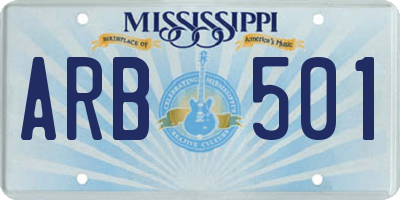MS license plate ARB501