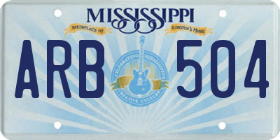 MS license plate ARB504