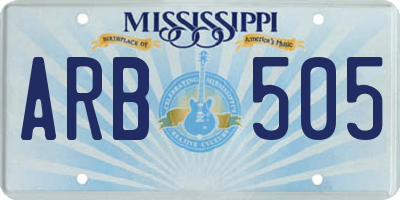 MS license plate ARB505