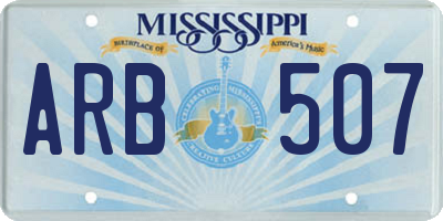 MS license plate ARB507