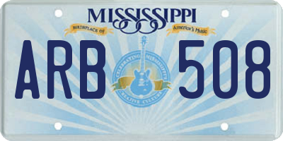 MS license plate ARB508