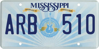 MS license plate ARB510