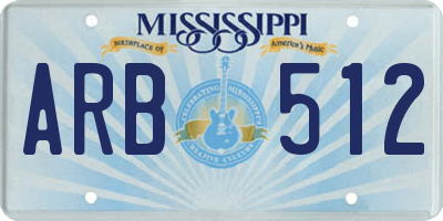 MS license plate ARB512