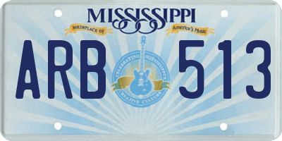MS license plate ARB513