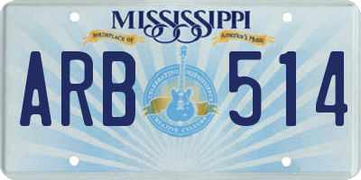 MS license plate ARB514