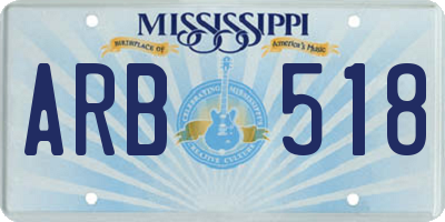 MS license plate ARB518