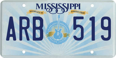 MS license plate ARB519