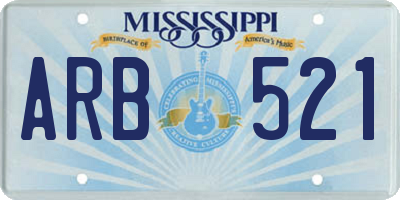MS license plate ARB521