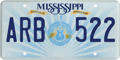MS license plate ARB522